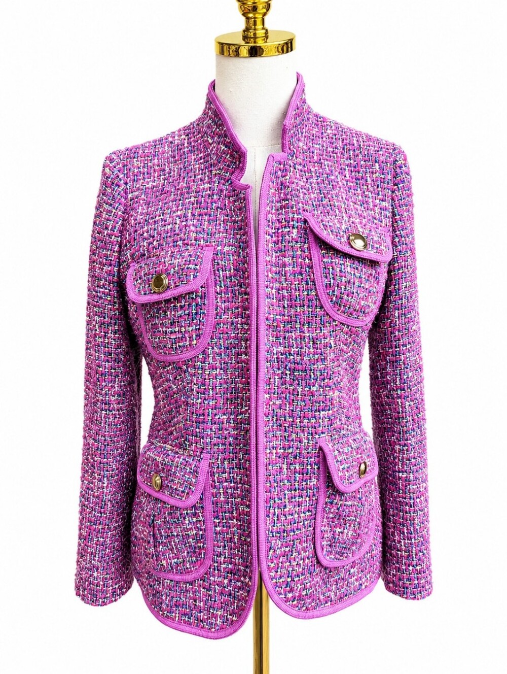 J.Crew NWT Italian Tweed Lady Jacket Blazer Pink Multicolor Size 8 - Picture 4 of 6